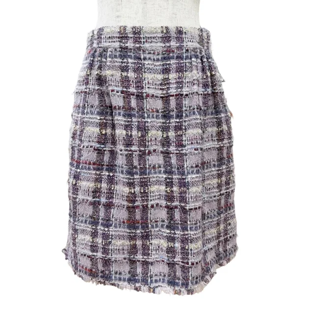 Chanel 05A Coco Buttons Glitter Sequins Mohair Blend Tweed Skirt Purple 36 in Purple Tweed from The Reluxe