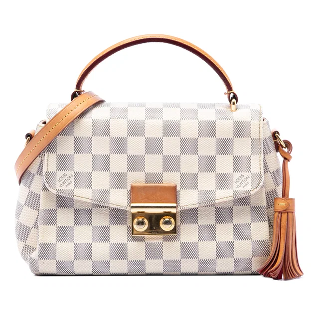White Louis Vuitton Damier Azur Croisette Satchel in White Canvas from Designer Revival, photo 1 of 1