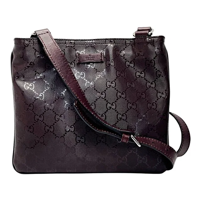 Gucci GG Imprime Brown Shoulder Bag Women's Silver Hardware in Brown Leather from The Reluxe