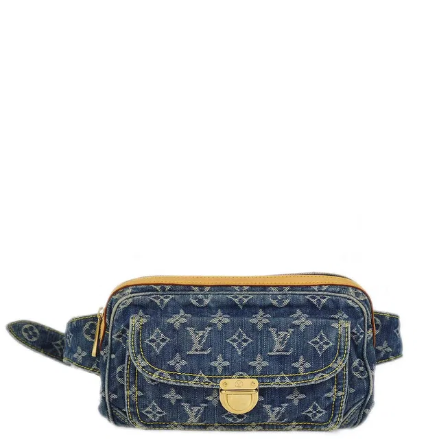 Louis Vuitton 2007 Blue Monogram Denim Bum Bag Waist Pouch M95347 in Blue Denim from AMORE Vintage Tokyo