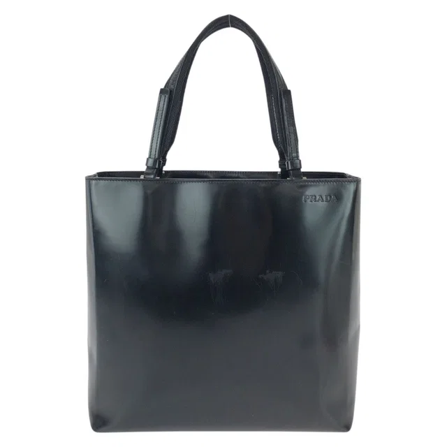 Prada Black Silver Patent Leather Tote Bag in Black Patent leather from The Reluxe