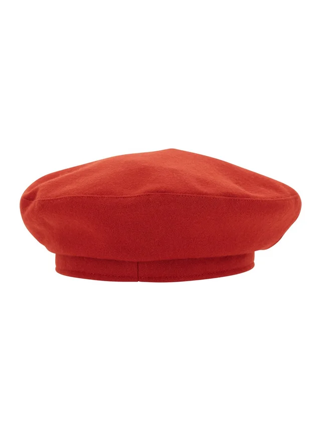 Barbour Red Beanie with Flat Crown and Logo Plate on the Side in Wool Woman in Red 100% Wool, photo 4 of 6 from Gaudenzi Boutique
