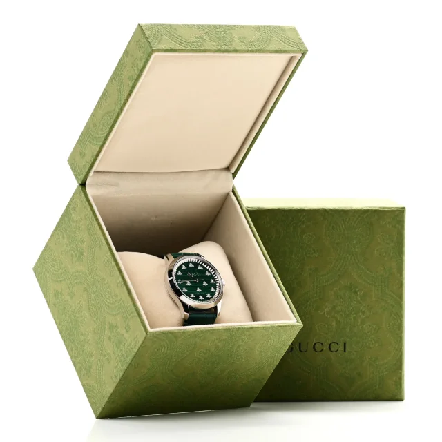 Gucci Stainless Steel Alligator Malachite 38mm G-Timeless Bee Automatic Watch in Crocodile from FASHIONPHILE, photo 5 of 5