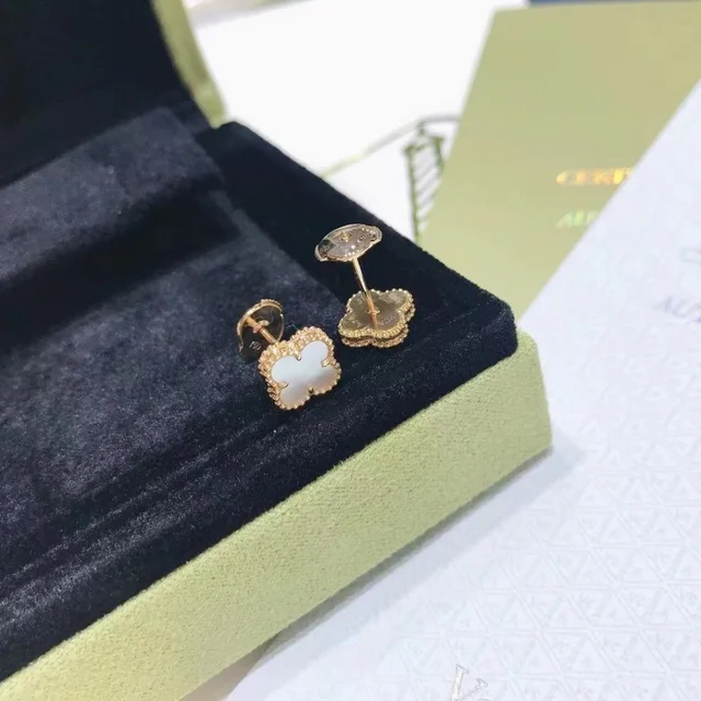 Van Cleef & Arpels Vintage Alhambra 18k Yellow Gold Earrings in gold|white from Poshmark