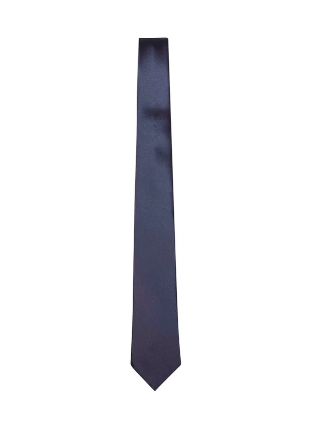 Saint Laurent Silk Necktie — Navy Neckties in Navy Silk from HEWI