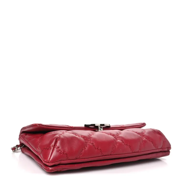 Chanel Quilted Double Stitch Hamptons Clutch in Red Calfskin from FASHIONPHILE, photo 4 of 12