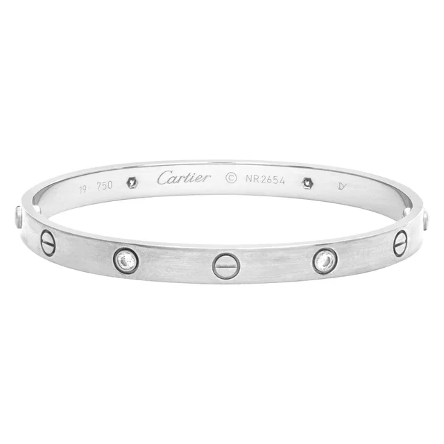 Cartier Love bracelet with 4 diamonds in 18K White Gold in White Yellow Gold from Gray And Sons