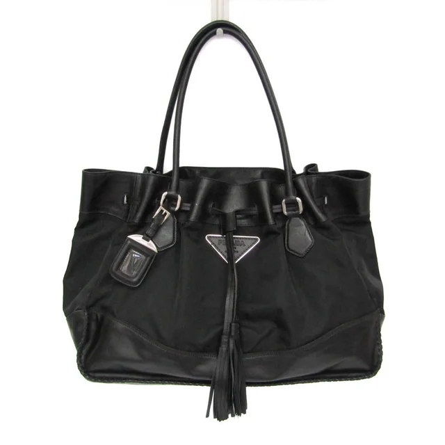 Prada Tessuto Soft BR3555 Men,Women Nylon,Leather Tote Bag Black in Black Nylon , Leather from Elady