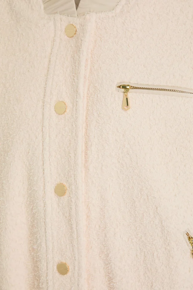 Zimmermann Appliquéd Cotton-Blend Bouclé and Shantung Bomber Jacket in Cream, photo 4 of 4 from THE OUTNET