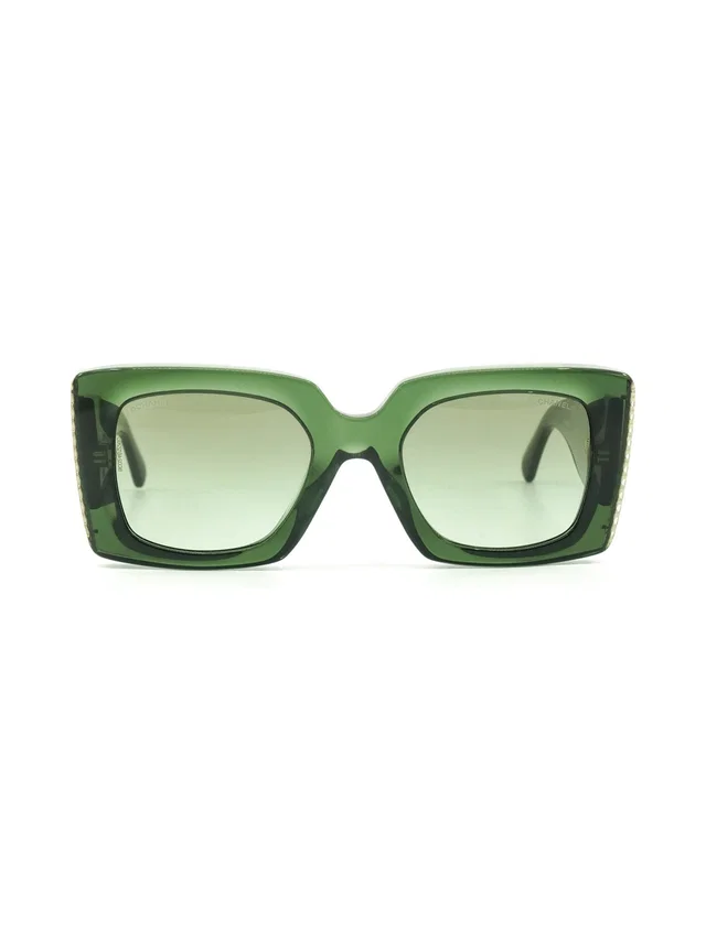 Chanel Emerald Square Frame Sunglasses in Green from Arcade Vintage