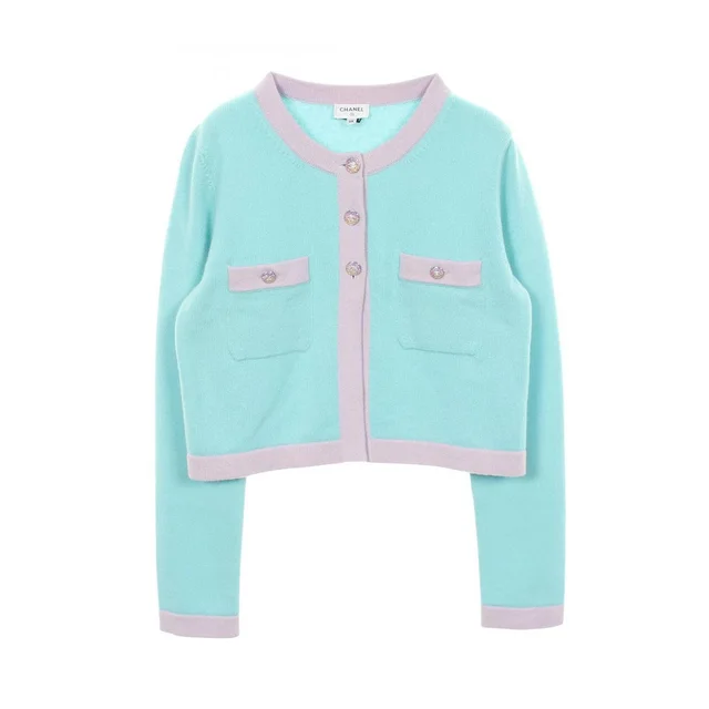 Chanel Cardigan CC Logo Button Cashmere in Cashmere from The Reluxe