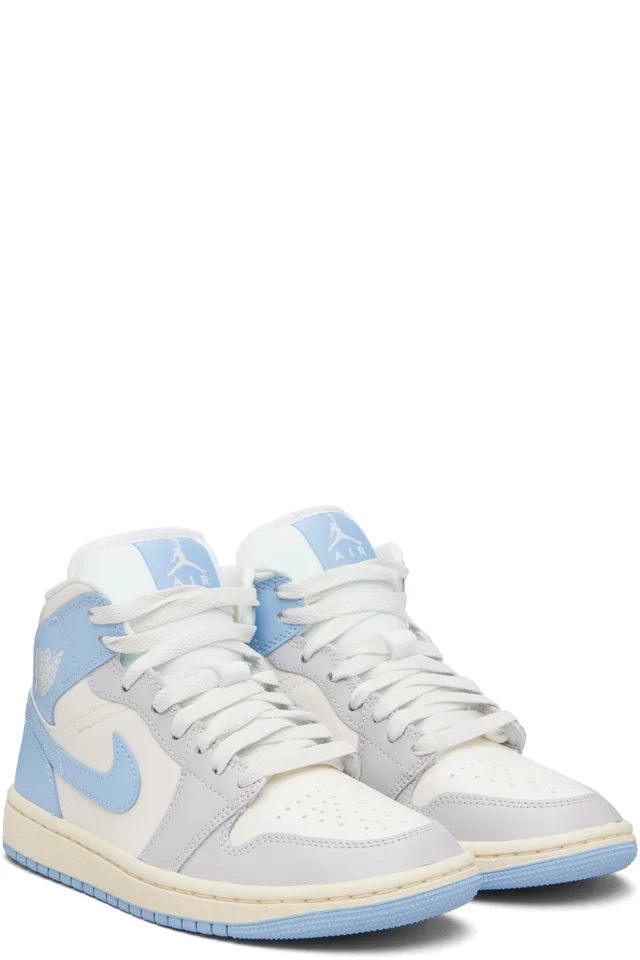 Nike Jordan White & Blue Air Jordan 1 Mid Sneakers, photo 4 of 5 from SSENSE