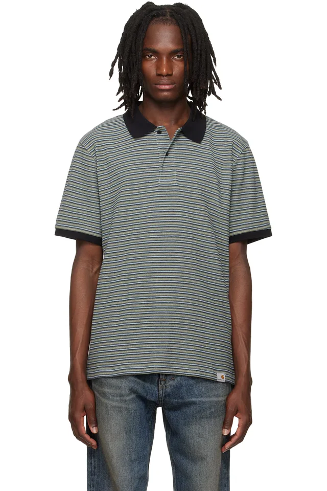 Carhartt Work In Progress Navy & Green Dion Polo, image 1 of 1 from SSENSE