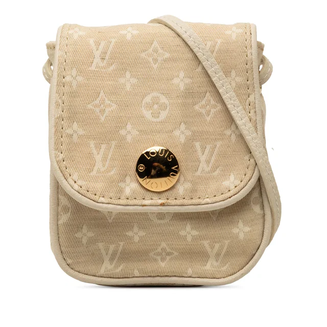 Beige Louis Vuitton Monogram Mini Lin Pochette Cancun Crossbody Bag in Beige Canvas from Designer Revival