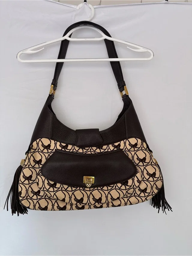 Chopard Designer-Inspired Brown And Cream Patterned Shoulder Bag. 100% Authentic in brown|red Leather from Poshmark