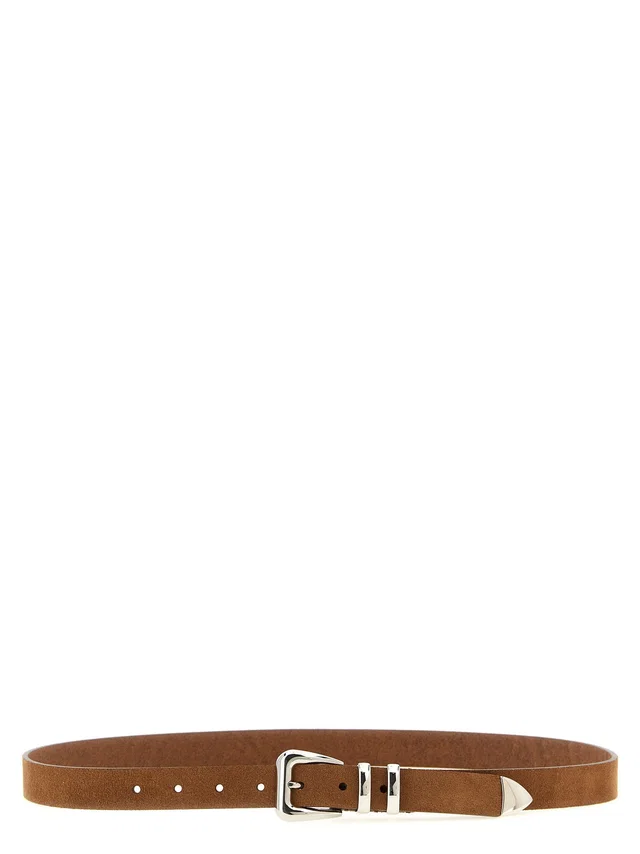 Brunello Cucinelli Metal Toe Cap Belt — Brown Inverted Suede Calf Leather in Brown Calfskin from HEWI