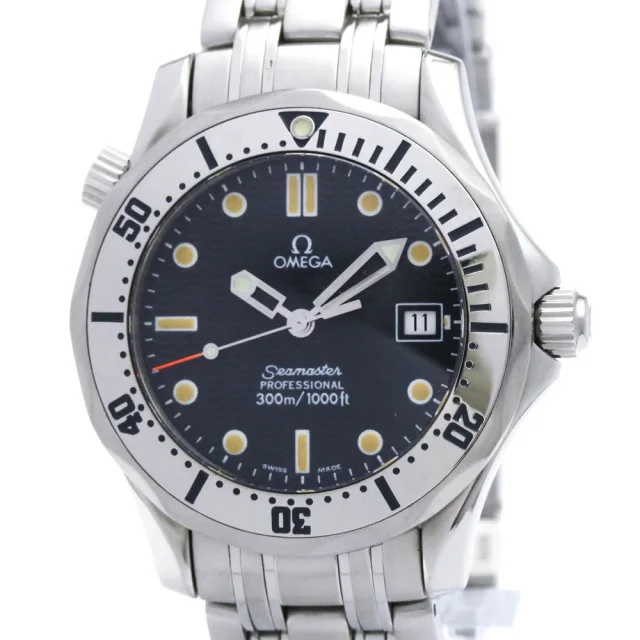 Omega Seamaster Professional 300M Steel Mid Size Watch 2562.80 Polished in Blue from Elady