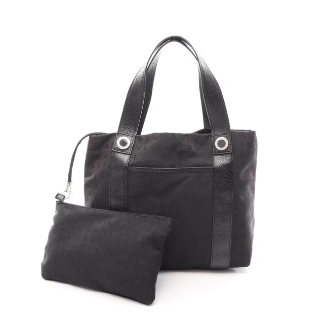 Bvlgari Logo Mania Canvas Leather Tote Bag in Canvas from LuxUness