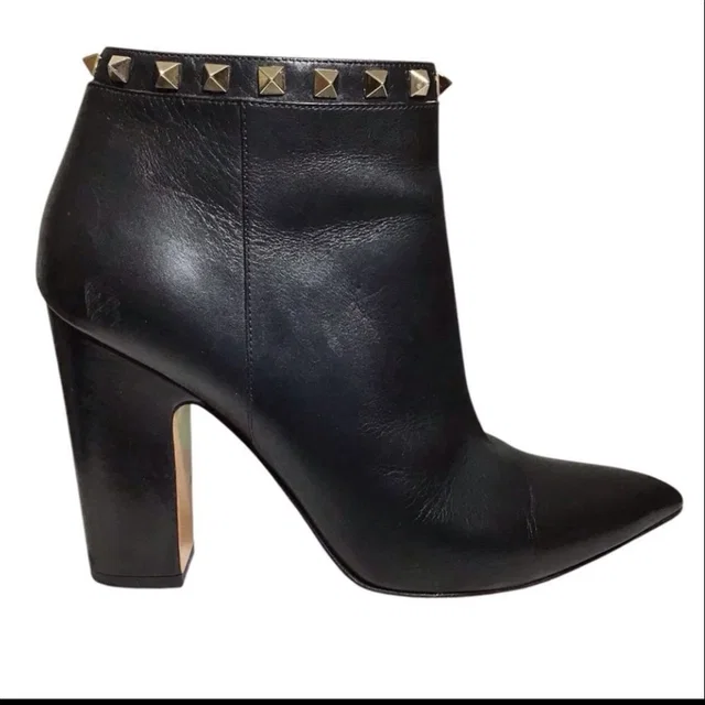 Valentino Garavani Black Calfskin Rockstud 100mm Ankle Boots Size 40 in neutral|brown Calfskin from Poshmark