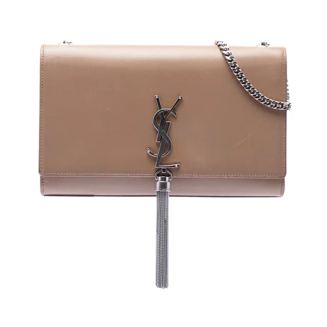 Brown Saint Laurent Medium Smooth Calfskin Classic Monogram Kate Tassel Crossbody in Brown Calfskin from Designer Revival