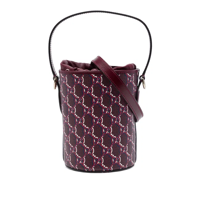 Red Gucci Mini GG Supreme Shadow Bucket Bag in Red Coated canvas from Designer Revival