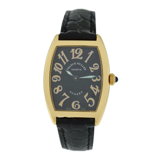 Franck Muller Muller Sunset Quartz Black Dial Ladies Watch 1752 in blue|yellow|black|gold Leather from Jomashop.com