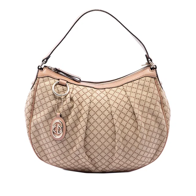 Beige Gucci Diamante Canvas Sukey Shoulder Bag in Beige Canvas from Designer Revival