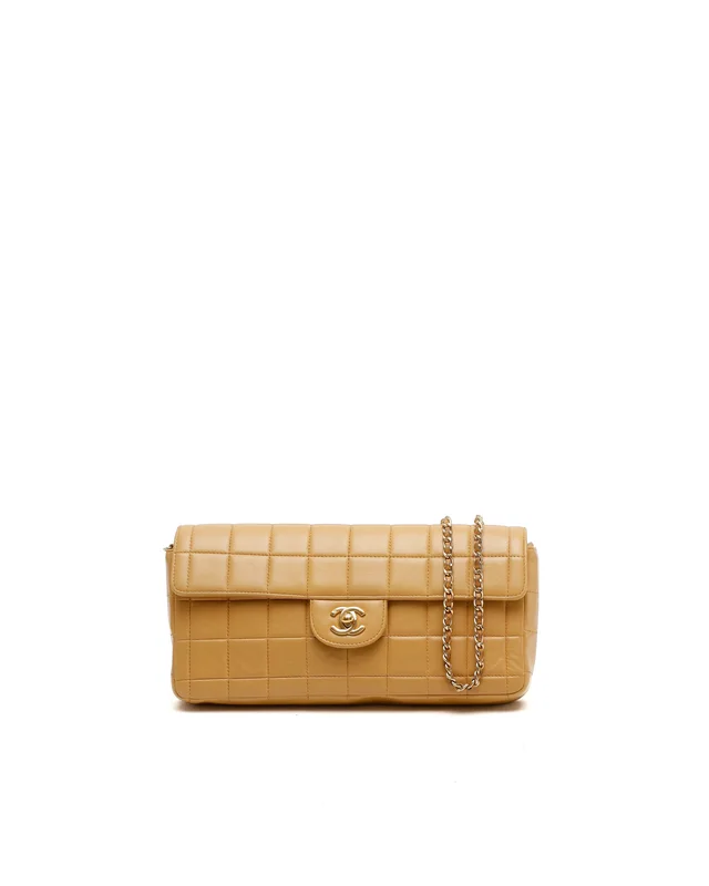 Chanel East West Chocolate Bar Flap Bag in Brown Leather from A Retro Tale