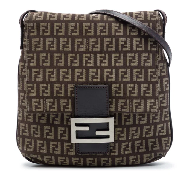 Brown Fendi Zucchino Canvas Crossbody in Brown Canvas from Designer Revival
