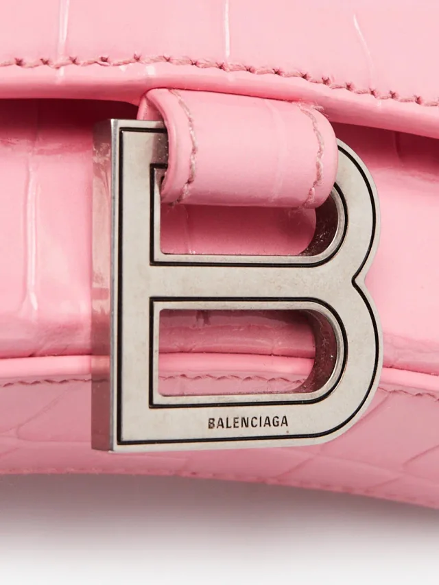 Balenciaga Pink Croc Embossed Leather Soft Hourglass Wallet On Chain Bag in Pink Crocodile from Yoogis, photo 5 of 12