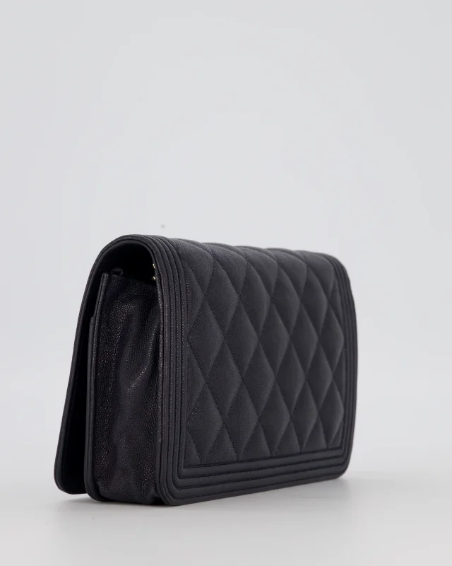 Chanel Navy Boy Wallet on Chain Bag in Navy Caviar leather from Sellier, photo 13 of 19