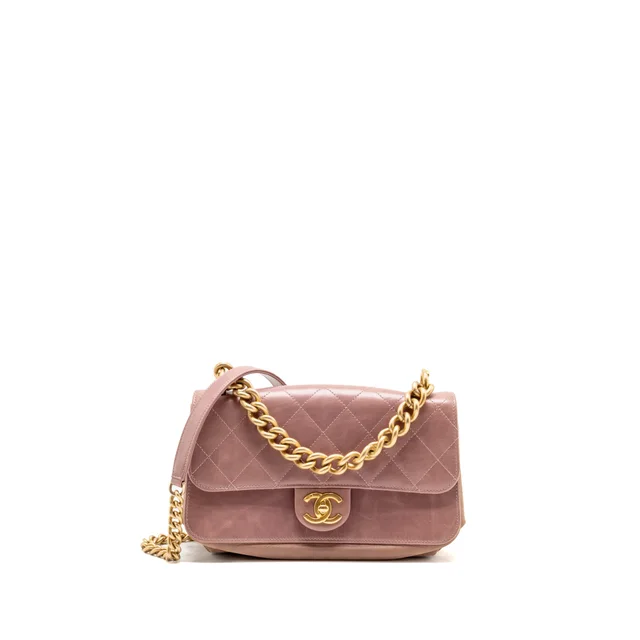 Chanel Paris cosmopolite flap bag aged calfskin dusty pink GHW in Pink Calfskin from EMIER