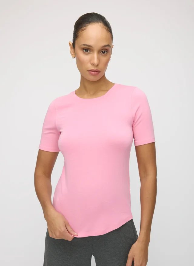 Kit and Ace Kit Cosy Short Sleeve Crew in Pink from Kit and Ace, photo 1 of 1