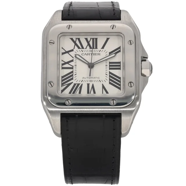Cartier Santos 100 W20073X8 39mm Stainless Steel Watch in Leather from H&T