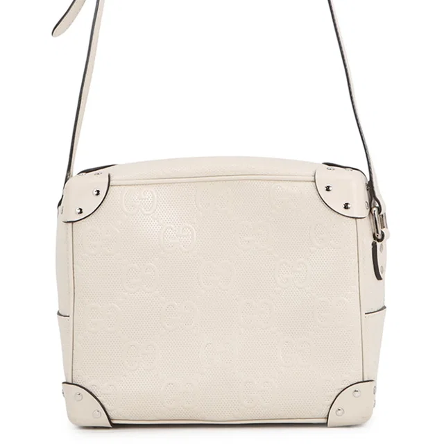 Gucci GG embossed Shoulder Bag White626363 Leather in Leather from GALLERY RARE