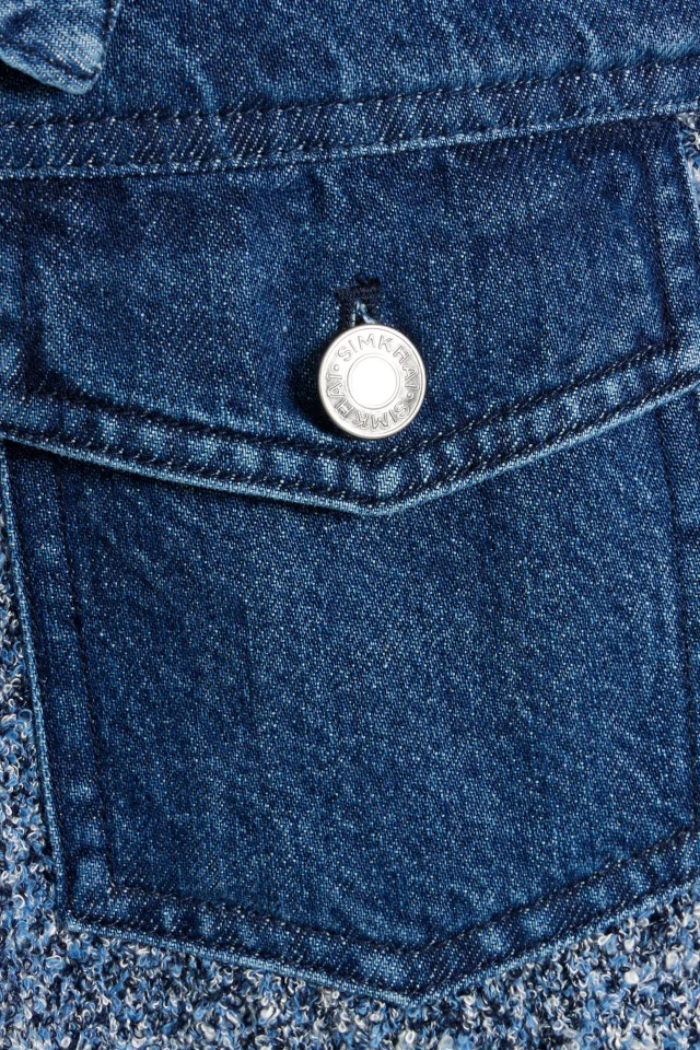 Simkhai Baylin Denim-Paneled Bouclé-Knit Jacket, photo 4 of 4 from THE OUTNET