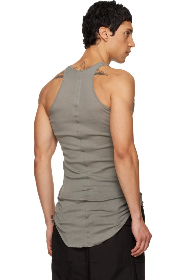 Rick Owens Gray Temple Basic Rib Tank Top, photo 3 of 4 from SSENSE