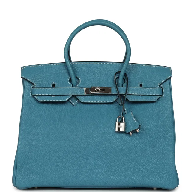 Hermès Vintage Birkin 35 Blue Jean Togo Palladium Hardware in Blue Togo leather from Madison Avenue Couture