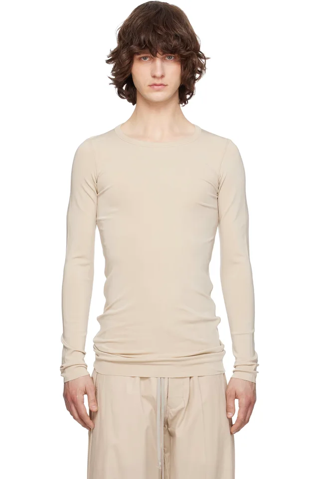 Beige Temple Rib LS T-shirt, image 1 of 1 from SSENSE