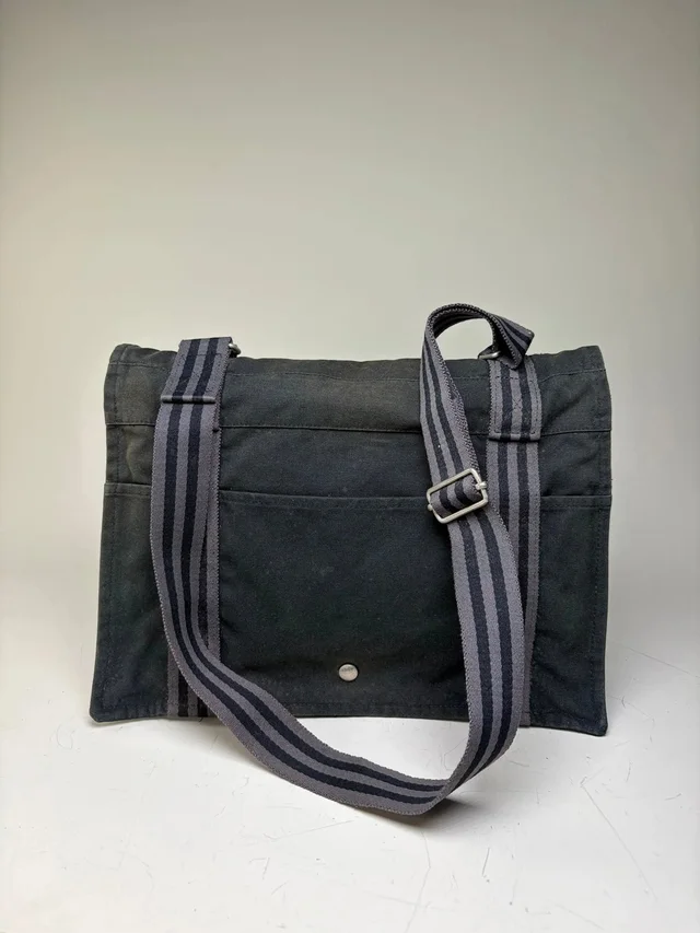 Hermès Vintage Canvas Messenger Bag Black Silver in black Canvas from Grailed, photo 1 of 1