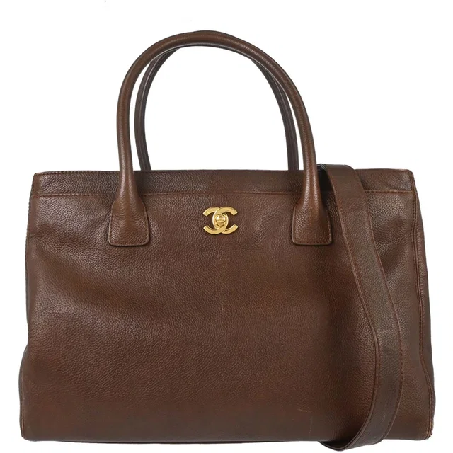 Chanel 2005-2006 Brown Calfskin Executive Cerf 2way Shoulder Tote Bag in Brown Calfskin from AMORE Vintage Tokyo