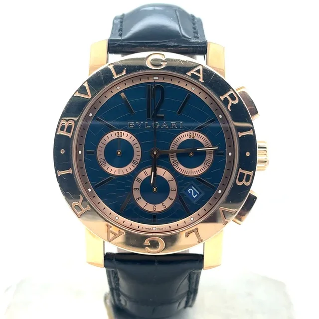 Bvlgari Bvlgari Chronograph Blue Dial Mens Watch BBP42GLCH in blue|black|gold|pink Leather from Jomashop.com, photo 1 of 1