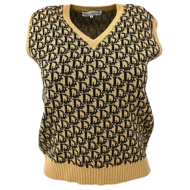 Dior Vest Top Beige #M in Beige Wool from AMORE Vintage Tokyo