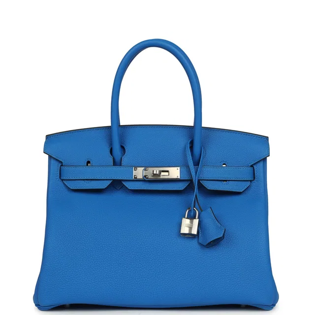 Hermès Birkin 30 Bleu Hydra Togo Palladium Hardware in Blue Togo leather from Madison Avenue Couture