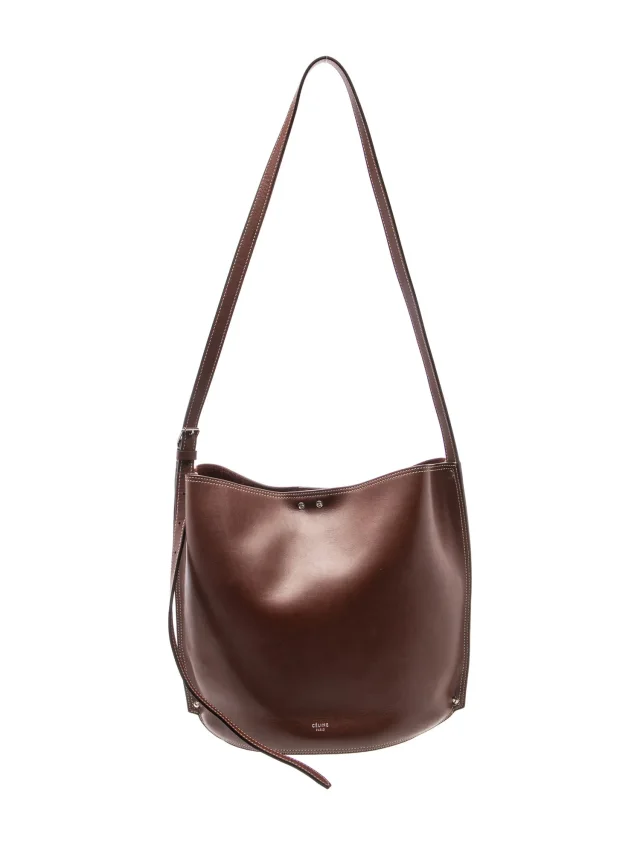 Celine Leather Studs Bucket Bag Small in red|brown Leather from The RealReal