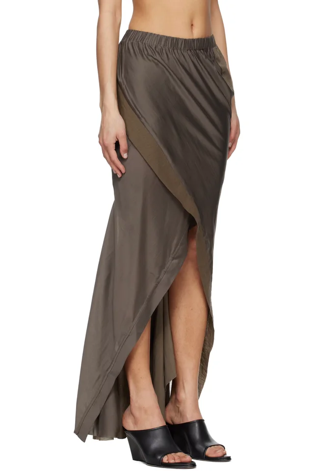 Entire Studios Taupe Fluid Midi Skirt, photo 2 of 4 from SSENSE
