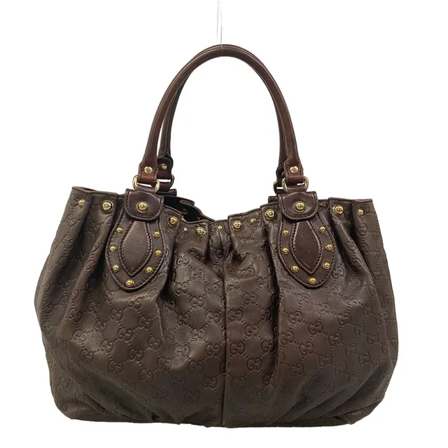 Gucci Tote Bag Guccissima Dark Brown Leather in Brown Leather from The Reluxe