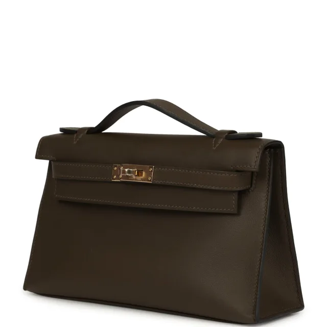 Hermès Kelly Pochette Vert Loden Swift Permabrass Hardware in Green Swift leather from Madison Avenue Couture, photo 5 of 7