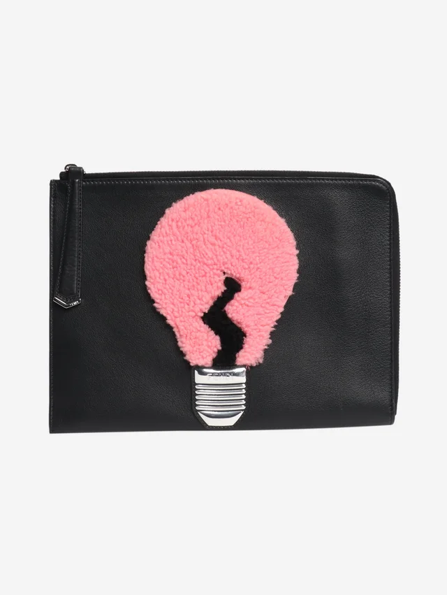 Fendi Black light bulb clutch in Black Leather from Sign of the Times