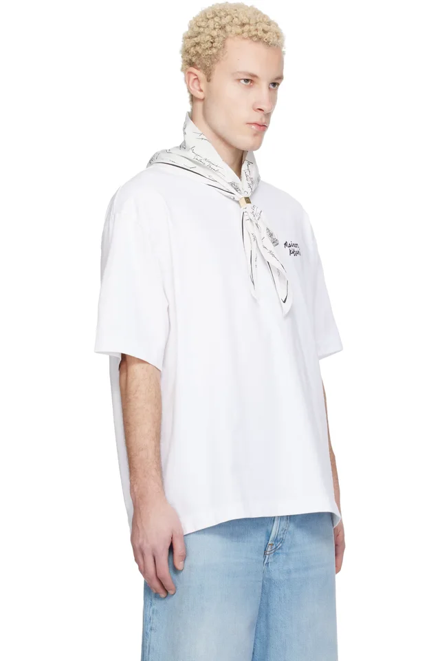 White 'Maison Kitsuné' Handwriting Oversize T-shirt, photo 2 of 4 from SSENSE